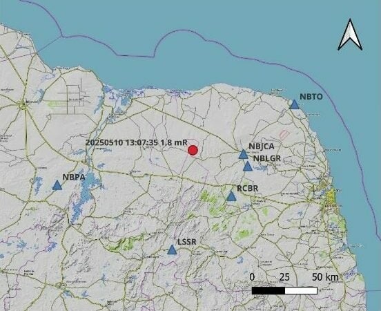 Tremor de terra de magnitude de 1.8 na escala Richter é registrado em Lajes