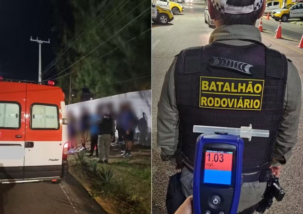 Motorista embriagado é preso em Natal conduzindo ambulância com 15 atletas