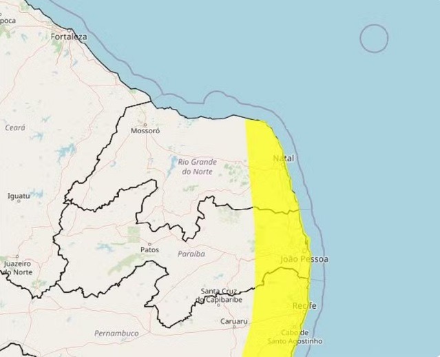 Inmet alerta para chuvas em Natal e mais 49 cidades até quinta-feira (22)