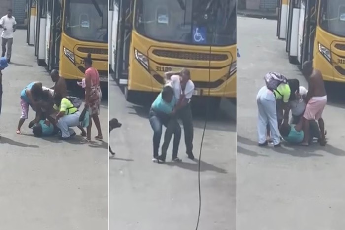 Confusão entre motorista de ônibus e passageira causa tumulto em via pública