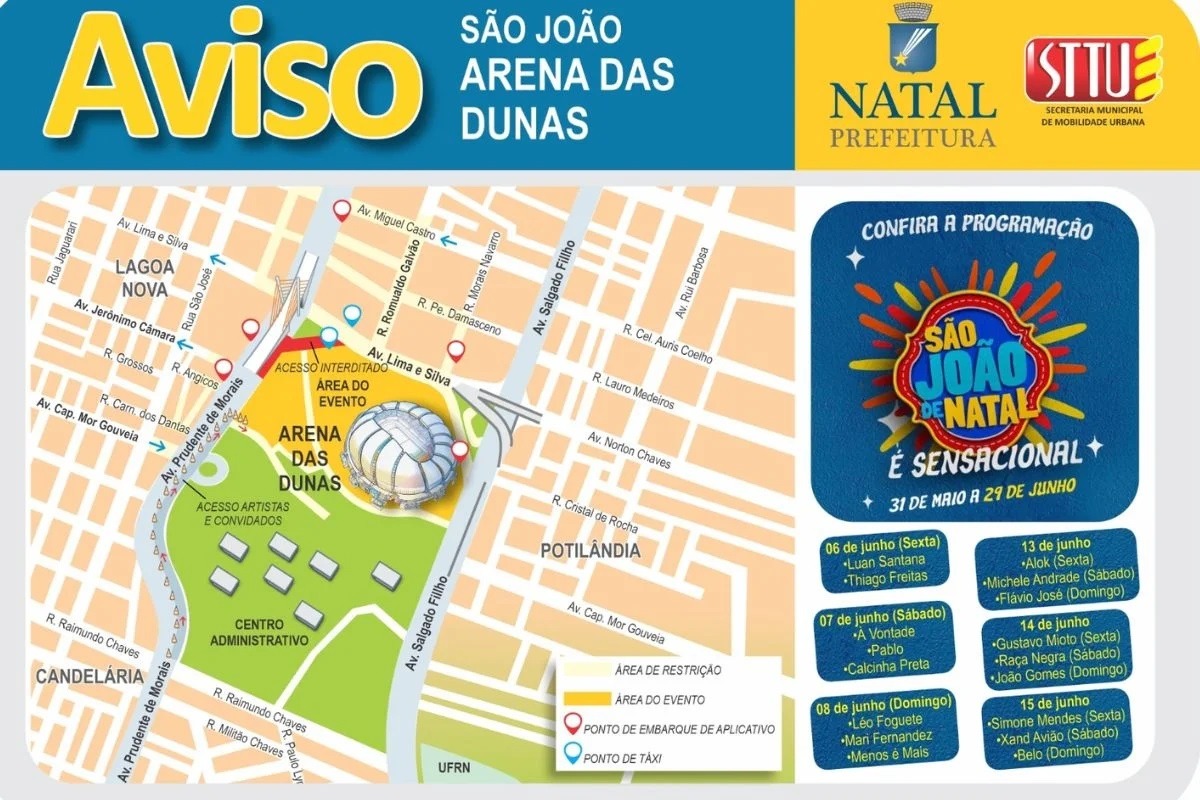 STTU define operação especial de trânsito para o São João no Polo Arena das Dunas; confira