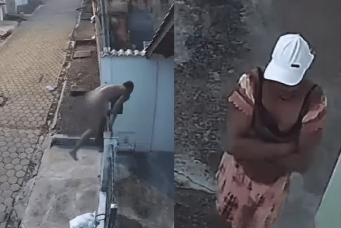 VÍDEO: Homem pelado invade casas e furta vestido em varal