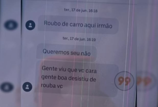 [VÍDEO] Bandidos desistem de roubar motorista de app e mandam mensagem: "Você é gente boa"