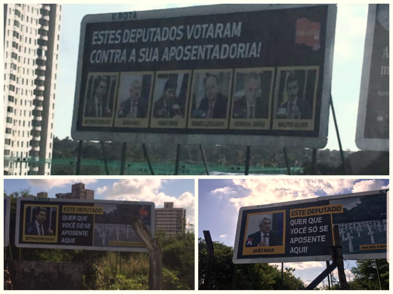 Reforma da Previdência: Sindicato banca outdoors contra deputados do RN