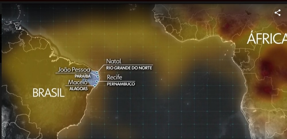 Fuligem de queimadas na África poluem ar em Natal, Maceió, João Pessoa e Recife