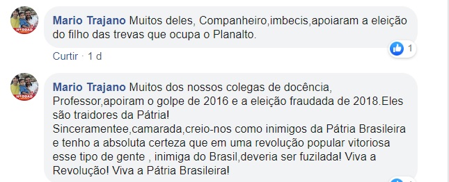 Professor da UFRN propõe fuzilamento de bolsonaristas  e depois apaga postagem