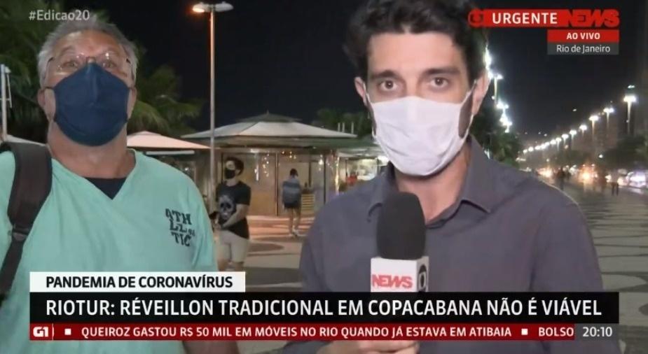 Homem invade transmissão ao vivo, chama Globo de lixo e repórter reage; assista