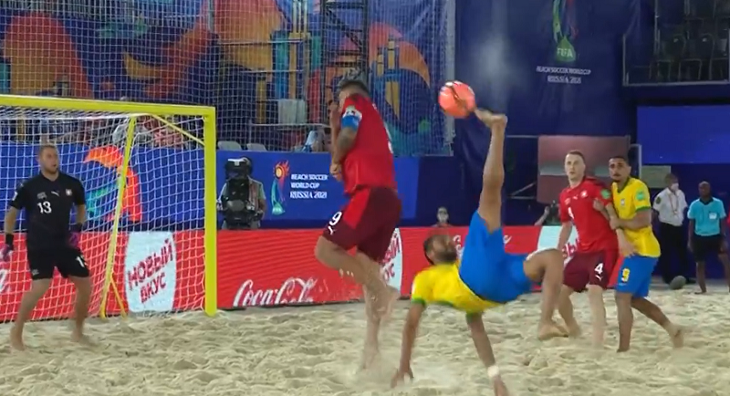 Potiguares brilham, mas Brasil perde para a Suíça na estreia do Mundial de Futebol de Areia