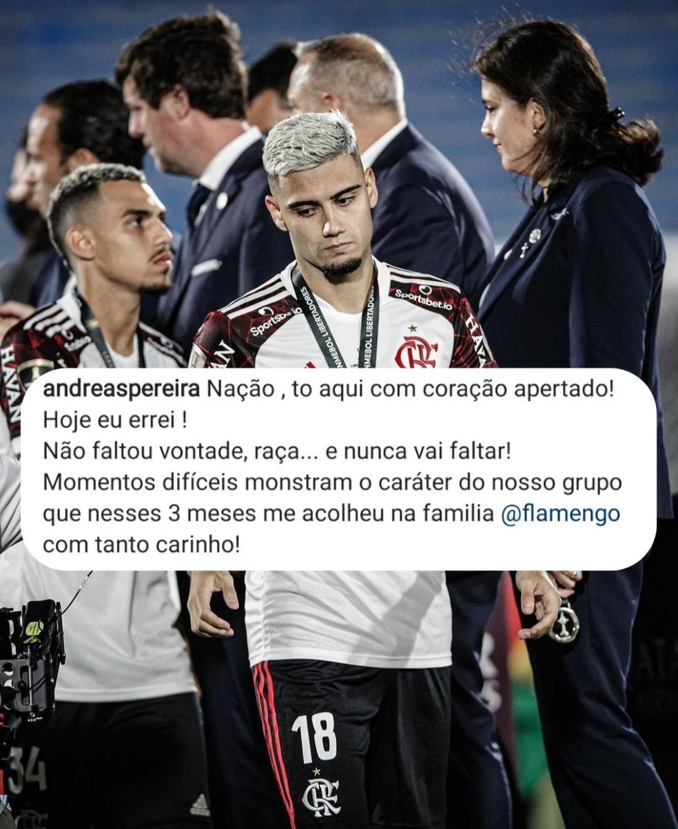 Veja o que disse Andreas Pereira após falha que custou título ao Flamengo
