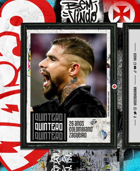 Vasco anuncia contratação do zagueiro colombiano Quintero