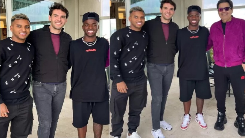 Real Madrid corta Faustão de foto com Vini Jr e Kaká e irrita brasileiros